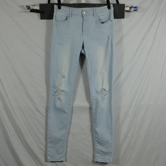 Garage Women's Blue Jeans High Rise Distressed Jeggings Y2K Size 05 - Picture 1 of 8
